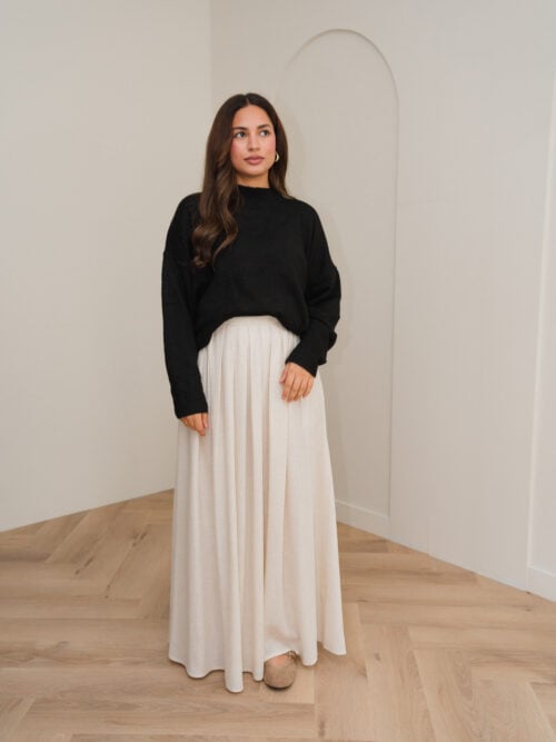 Alternative view of LINEN SKIRT - CREME