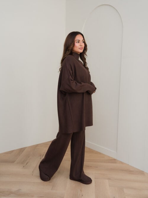 SMALL SLEEVE VISCOSE TWINSET - CHOCOLATE