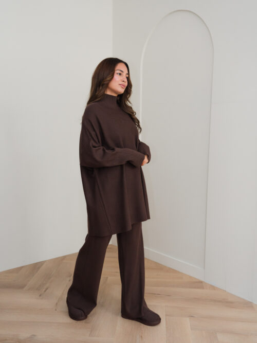 SMALL SLEEVE VISCOSE TWINSET - CHOCOLATE - Afbeelding 3