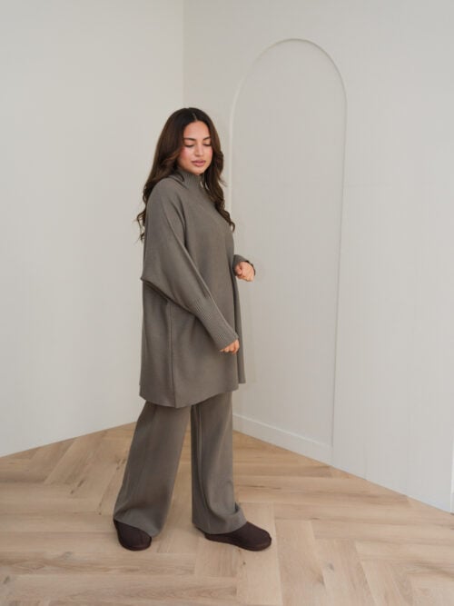 SMALL SLEEVE VISCOSE TWINSET - KHAKI TAUPE - Afbeelding 3