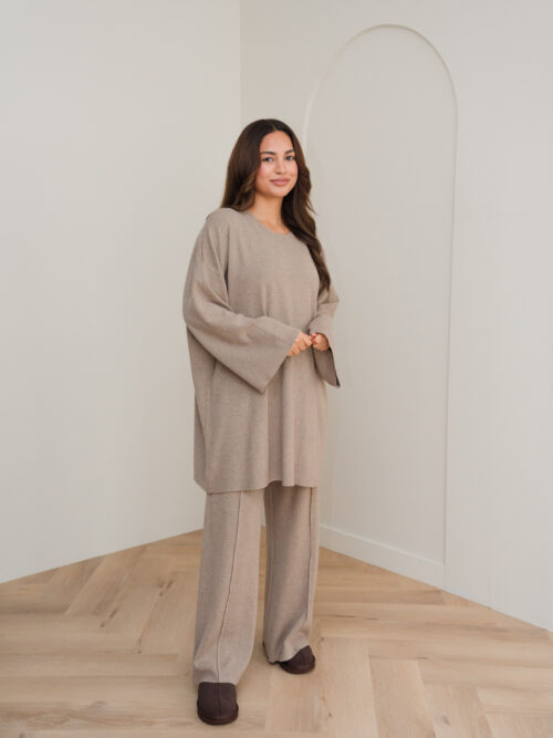 Alternative view of KNITTED VISCOSE TWINSET - TAUPE