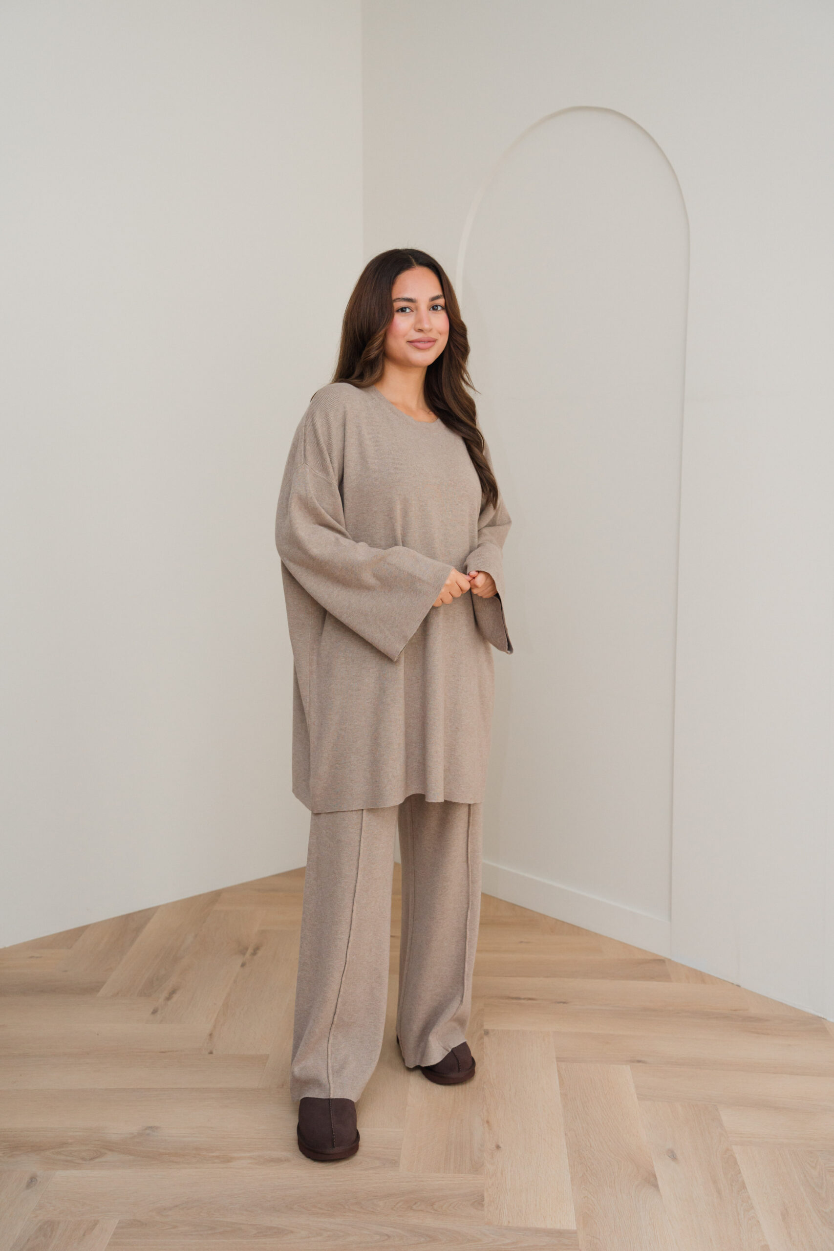 KNITTED VISCOSE TWINSET - TAUPE - Afbeelding 2