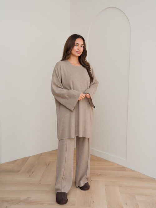KNITTED VISCOSE TWINSET - TAUPE - Afbeelding 4