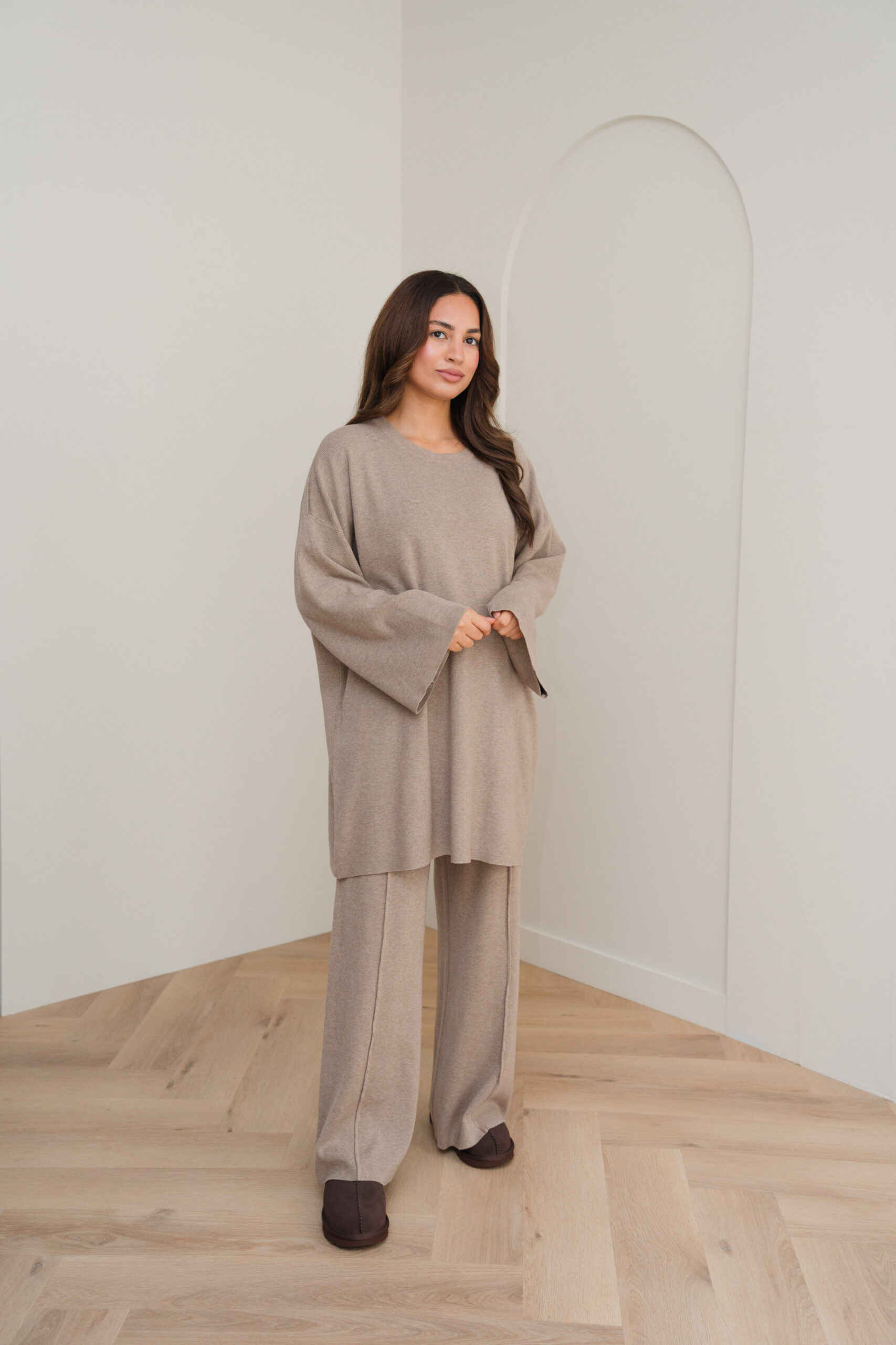 KNITTED VISCOSE TWINSET - TAUPE - Afbeelding 4