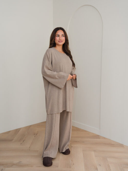 KNITTED VISCOSE TWINSET - TAUPE - Afbeelding 6