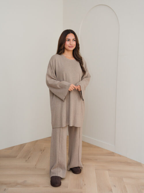 KNITTED VISCOSE TWINSET - TAUPE - Afbeelding 5