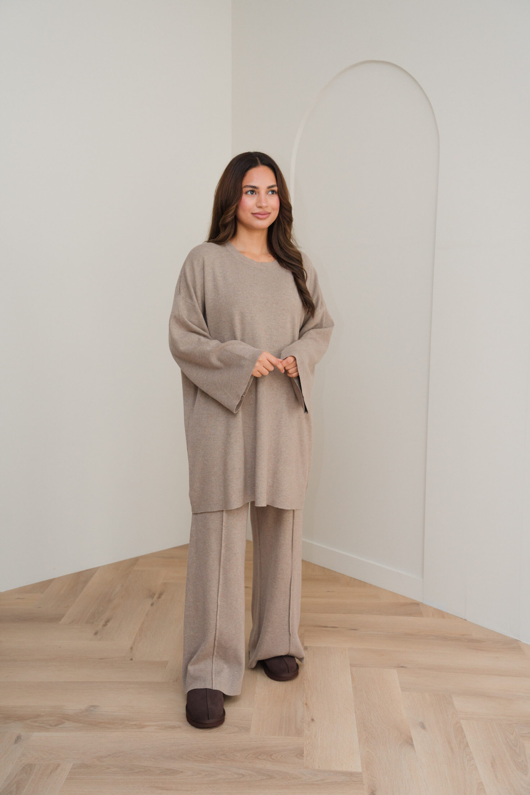 KNITTED VISCOSE TWINSET - TAUPE - Afbeelding 5