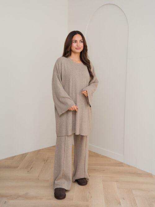 KNITTED VISCOSE TWINSET - TAUPE - Afbeelding 3