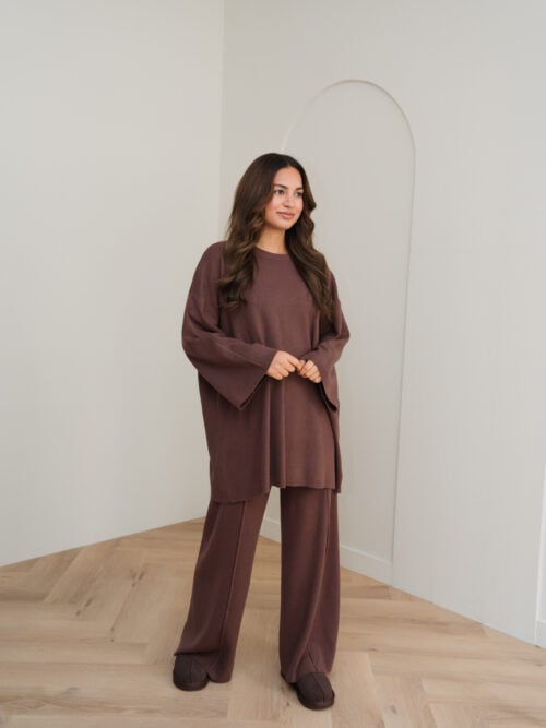 KNITTED VISCOSE TWINSET - BROWN - Afbeelding 4