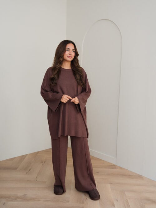 KNITTED VISCOSE TWINSET - BROWN - Afbeelding 6