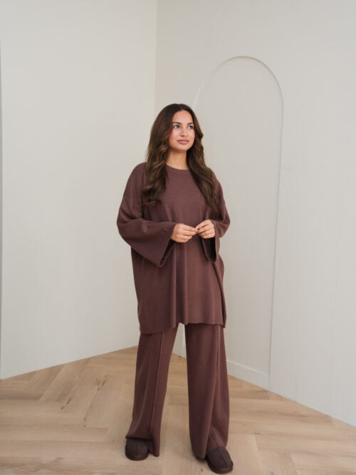 KNITTED VISCOSE TWINSET - BROWN - Afbeelding 5