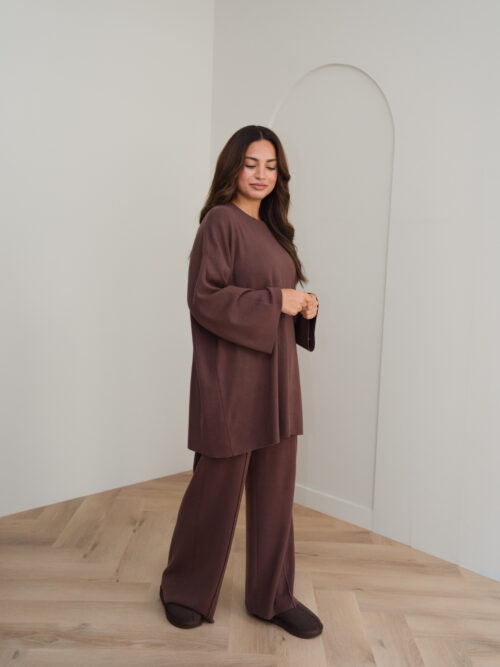 Alternative view of KNITTED VISCOSE TWINSET - BROWN