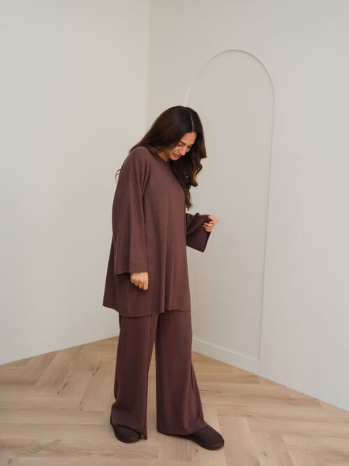 KNITTED VISCOSE TWINSET - BROWN - Afbeelding 3
