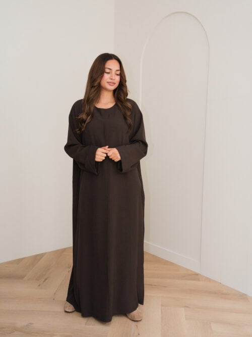 Alternative view of ESSENTIAL ABAYA DRESS - DEEP BROWN