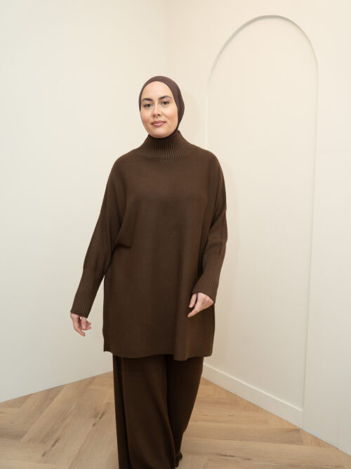 SMALL SLEEVE VISCOSE TWINSET - CHOCOLATE - Afbeelding 5