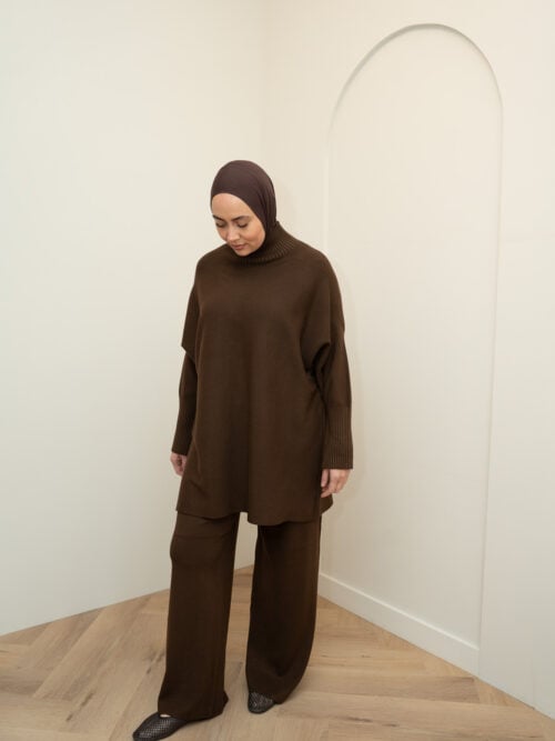 SMALL SLEEVE VISCOSE TWINSET - CHOCOLATE - Afbeelding 6