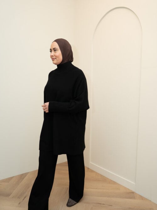 SMALL SLEEVE VISCOSE TWINSET - BLACK
