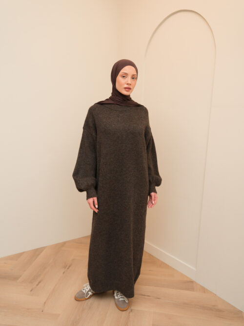 SWEATER DRESS - DARK BROWN