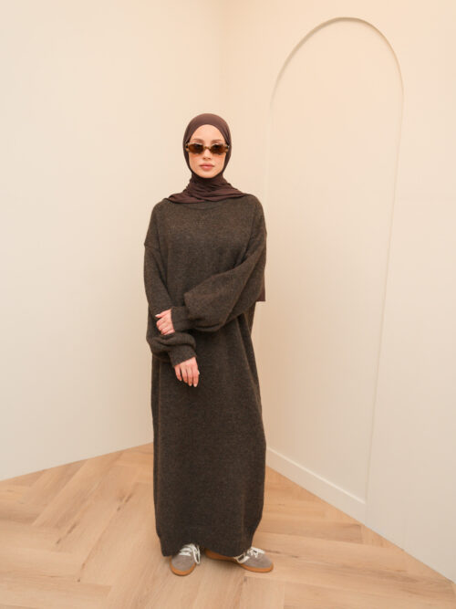 SWEATER DRESS - DARK BROWN - Afbeelding 5