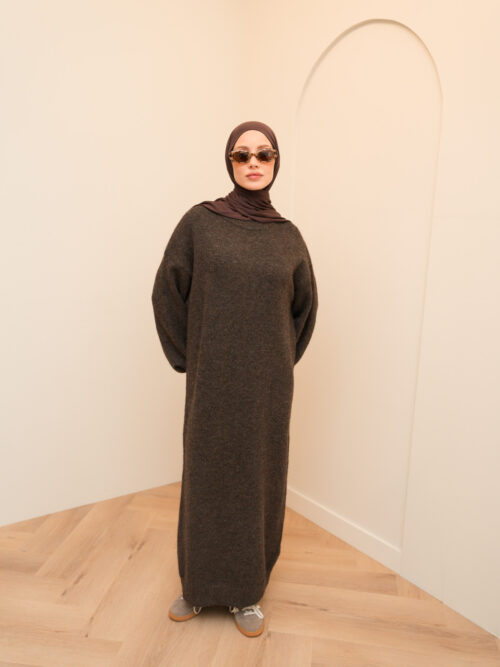 SWEATER DRESS - DARK BROWN - Afbeelding 6