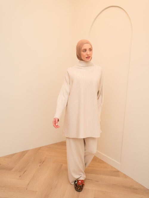 SMALL SLEEVE VISCOSE TWINSET - SAND - Afbeelding 4