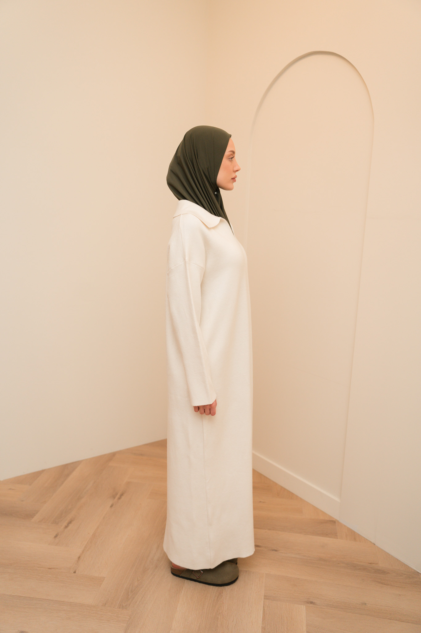 VISCOSE POLO DRESS - CREME - Afbeelding 2