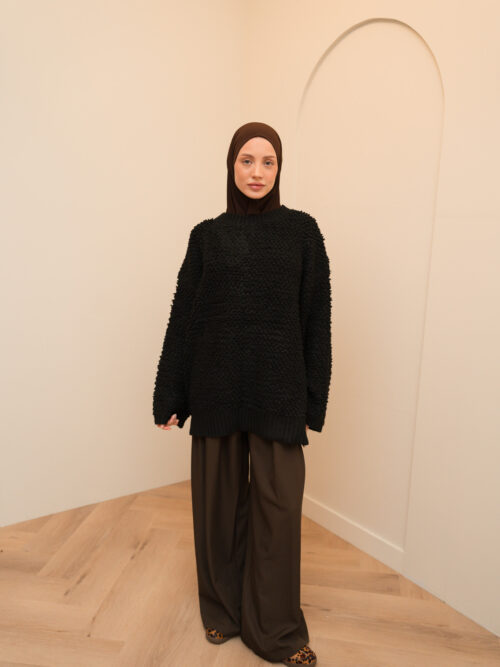 Alternative view of TEXTURED OVERSIZED SWEATER - BLACK