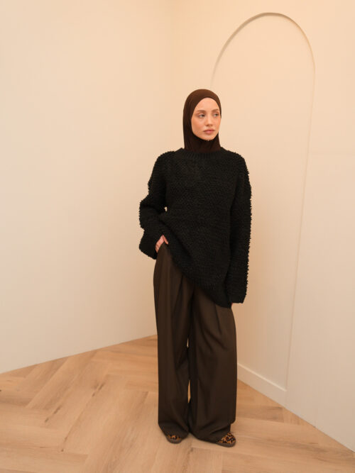 TEXTURED OVERSIZED SWEATER - BLACK - Afbeelding 3