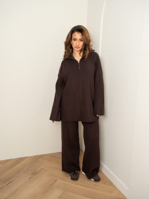 COLLAR VISCOSE TWINSET - DEEP BROWN