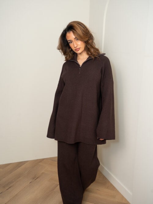 Alternative view of COLLAR VISCOSE TWINSET - DEEP BROWN