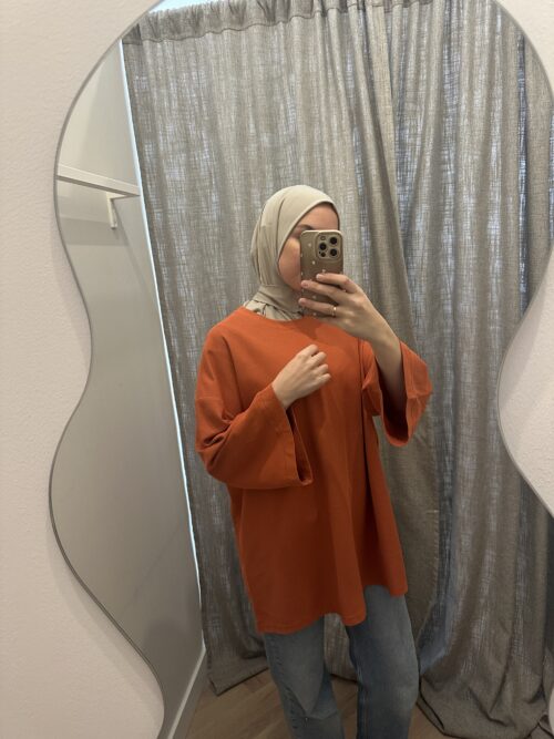 Alternative view of COTTON TOP 3/4 - ORANGE