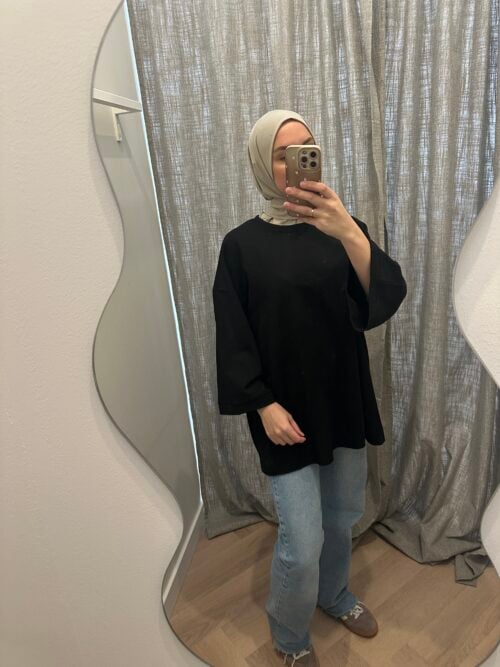 Alternative view of COTTON TOP 3/4 - BLACK