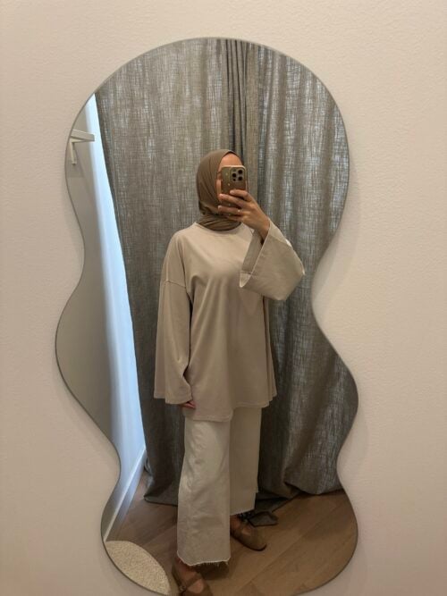 LONGSLEEVE COTTON TOP - BEIGE