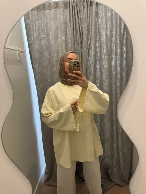 Alternative view of LONGSLEEVE COTTON TOP - BUTTERYELLOW