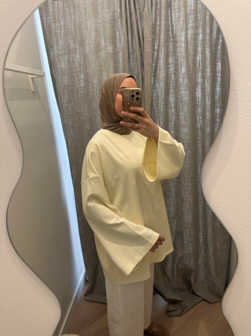 LONGSLEEVE COTTON TOP - BUTTERYELLOW