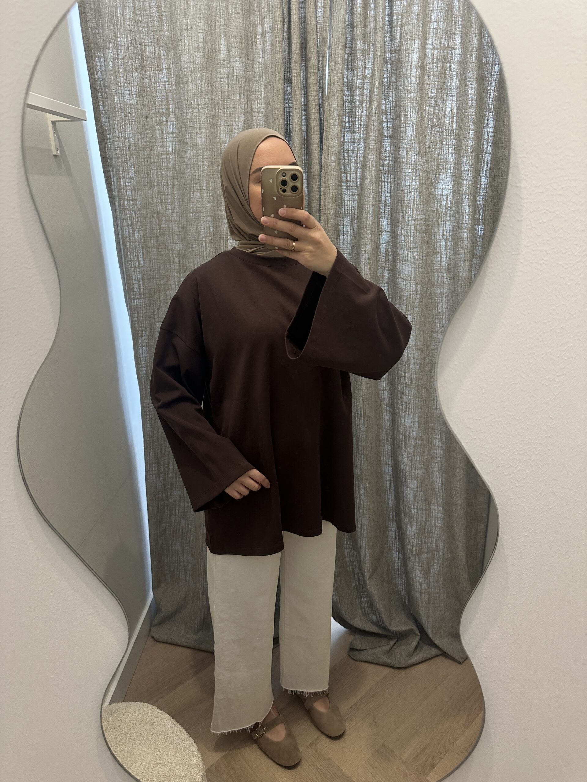 LONGSLEEVE COTTON TOP - BROWN - Afbeelding 3
