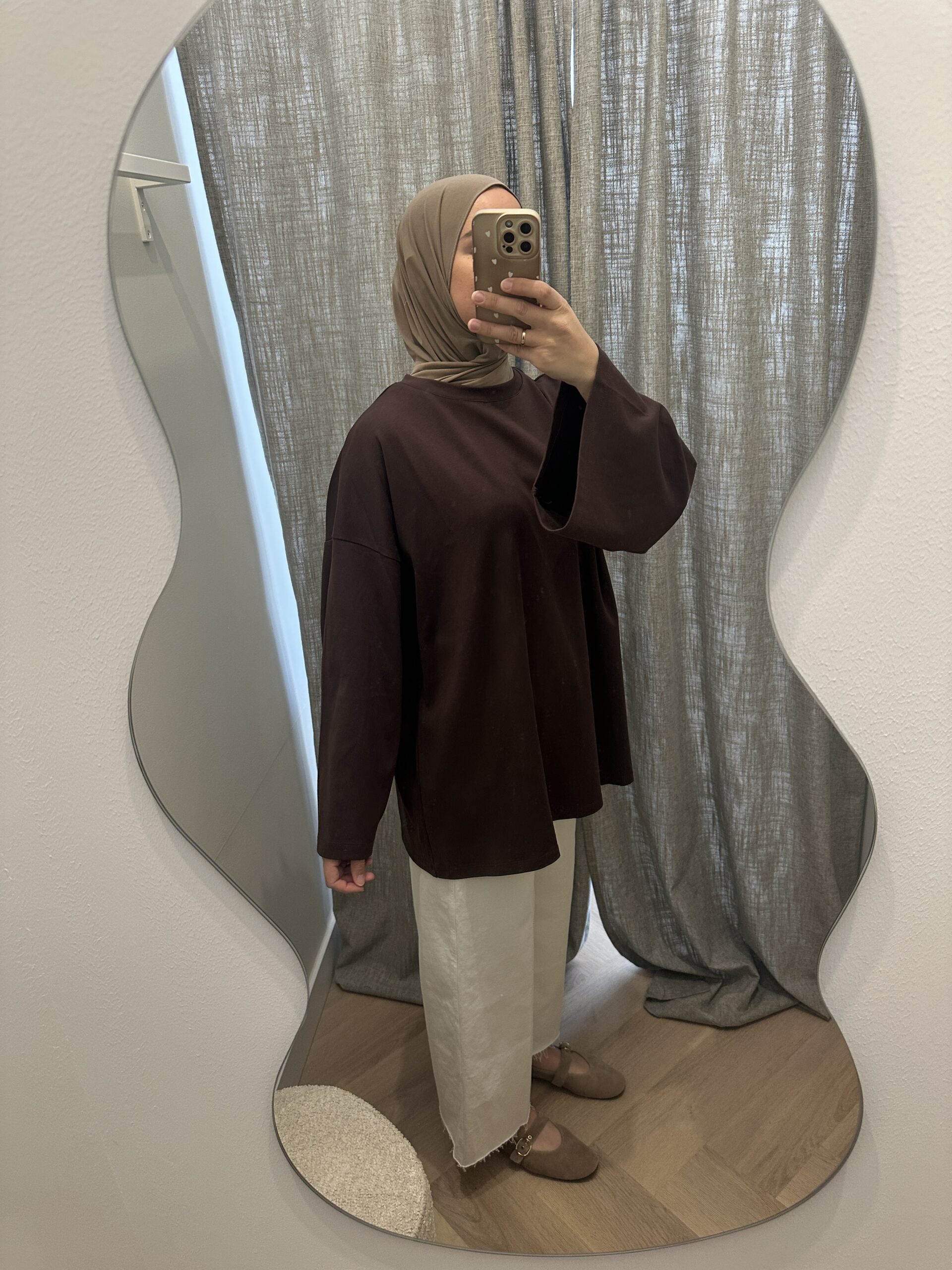 LONGSLEEVE COTTON TOP - BROWN - Afbeelding 2