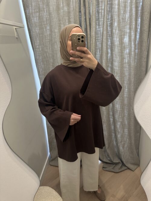 LONGSLEEVE COTTON TOP - BROWN