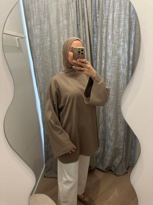 LONGSLEEVE COTTON TOP - TAUPE
