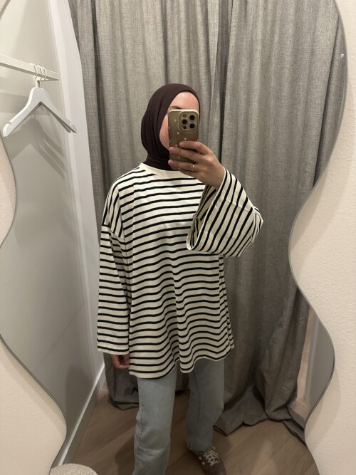 STRIPED LONGSLEEVE TOP - BLACK