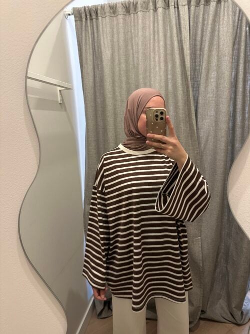 STRIPED LONGSLEEVE TOP - BROWN