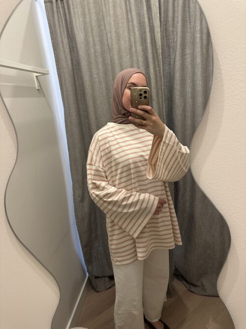 Alternative view of STRIPED LONGSLEEVE TOP - ROSE