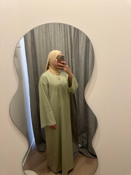 COTTON ABAYA - PASTEL LEAF