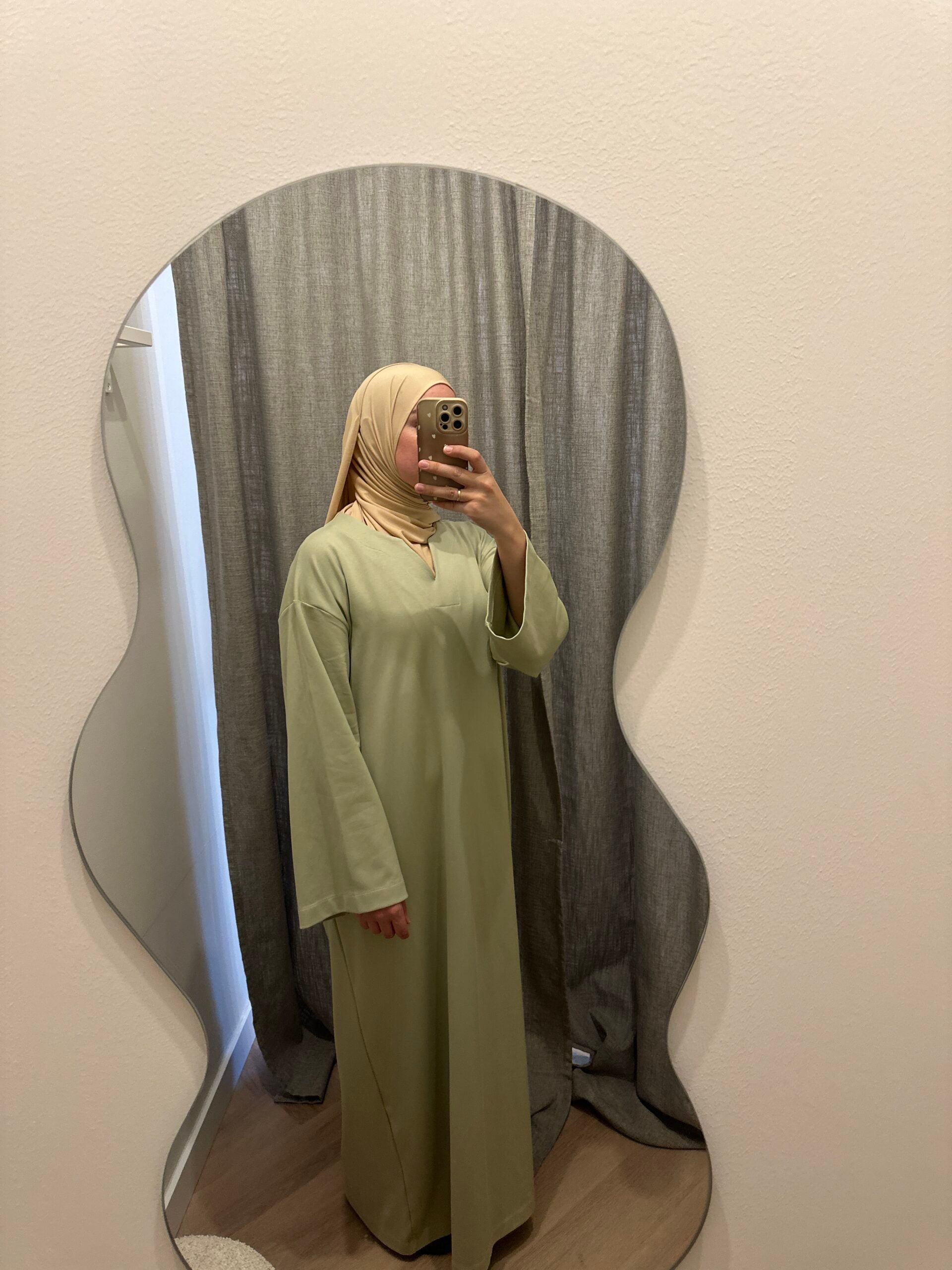 COTTON ABAYA - PASTEL LEAF