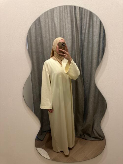 COTTON ABAYA - BUTTERYELLOW