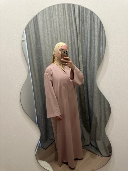 COTTON ABAYA - PASTEL PINK