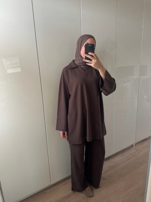 Alternative view of COTTON TWINSET - BROWN
