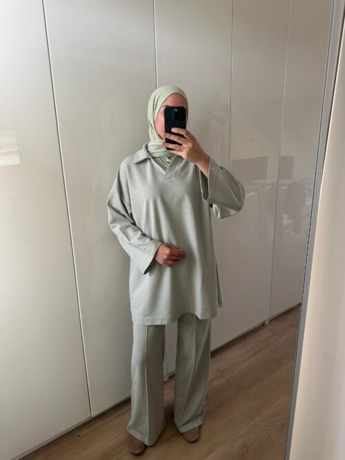 Alternative view of COTTON TWINSET - PASTEL SAGE