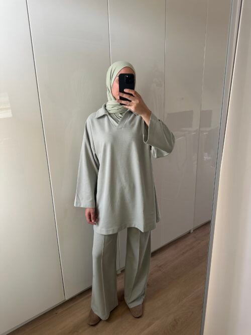 COTTON TWINSET - PASTEL SAGE