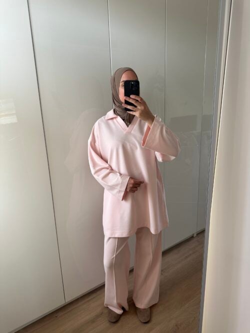 COTTON TWINSET - PASTEL PINK